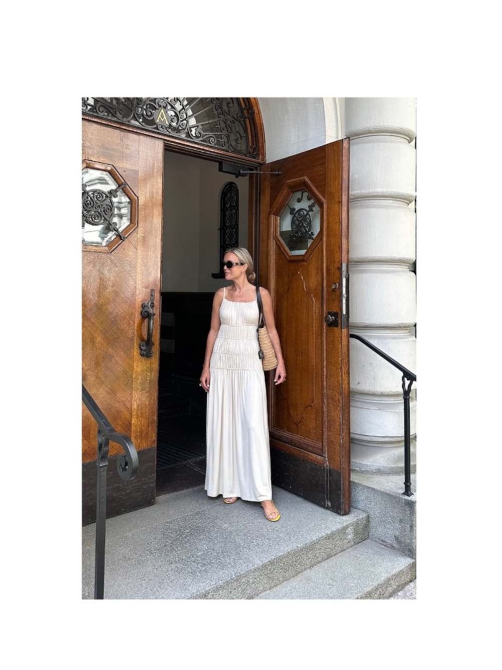 NA-KD Cream Ruched Spaghetti-Strap Maxi Dress - Picture 3 of 3